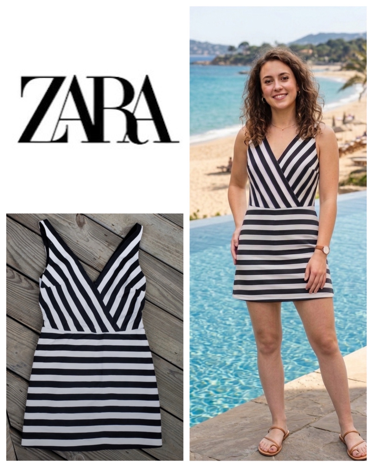 Zara Black and White Striped Skort