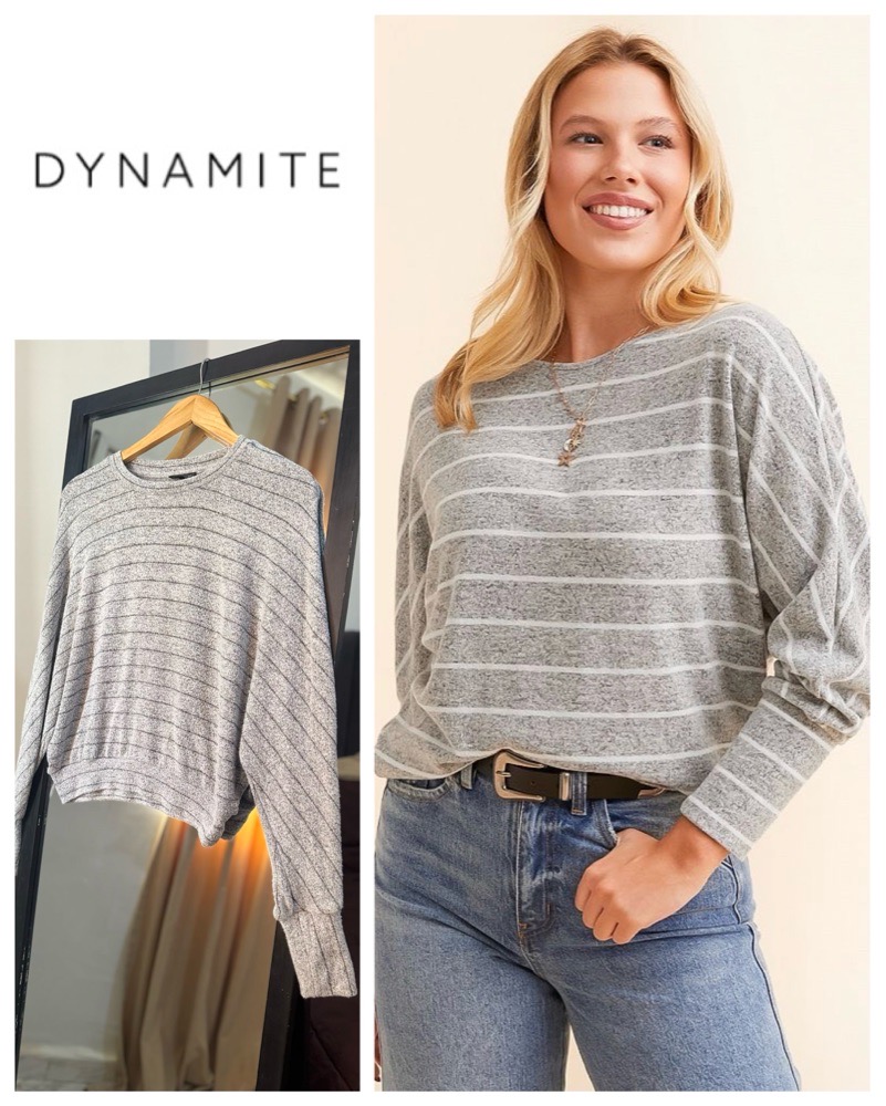 Dynamite dolman top à rayures grises taille M convient L aussi