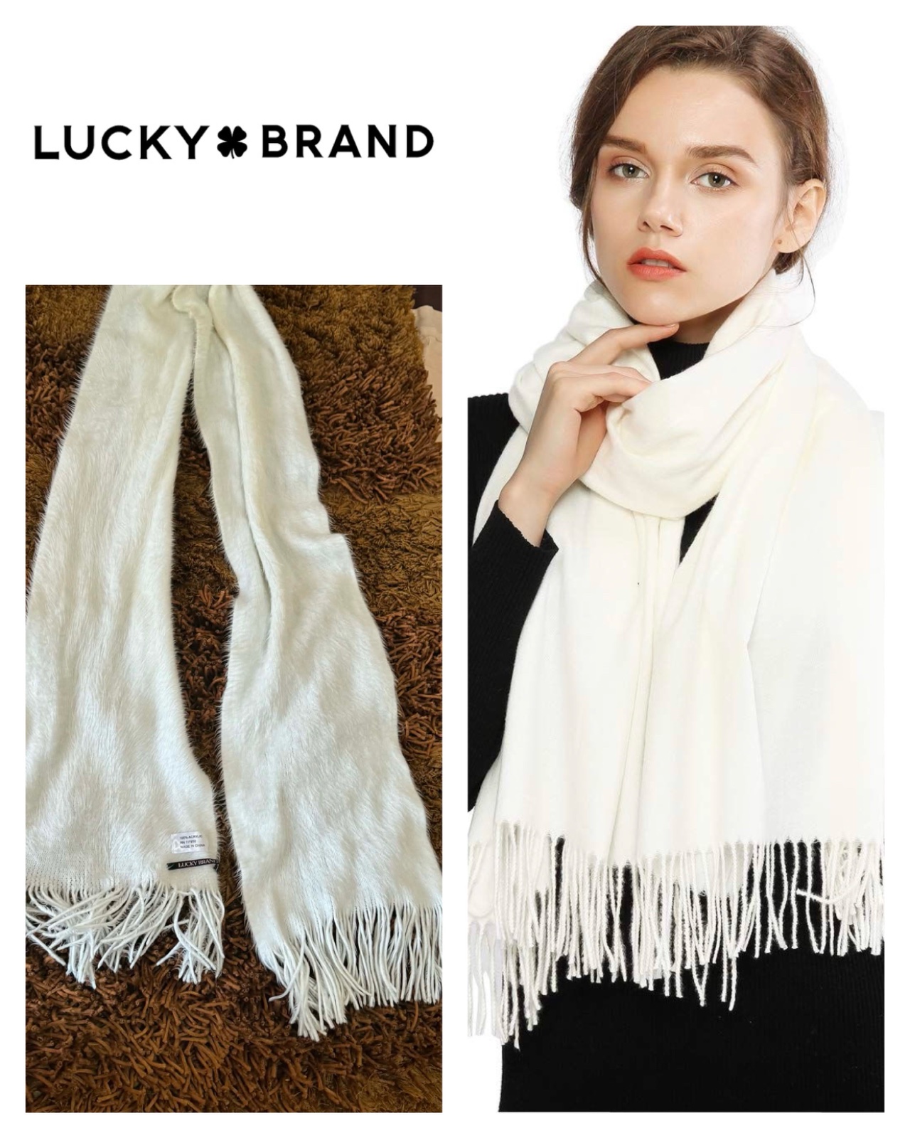 Lucky Brand white Plaid Scarf