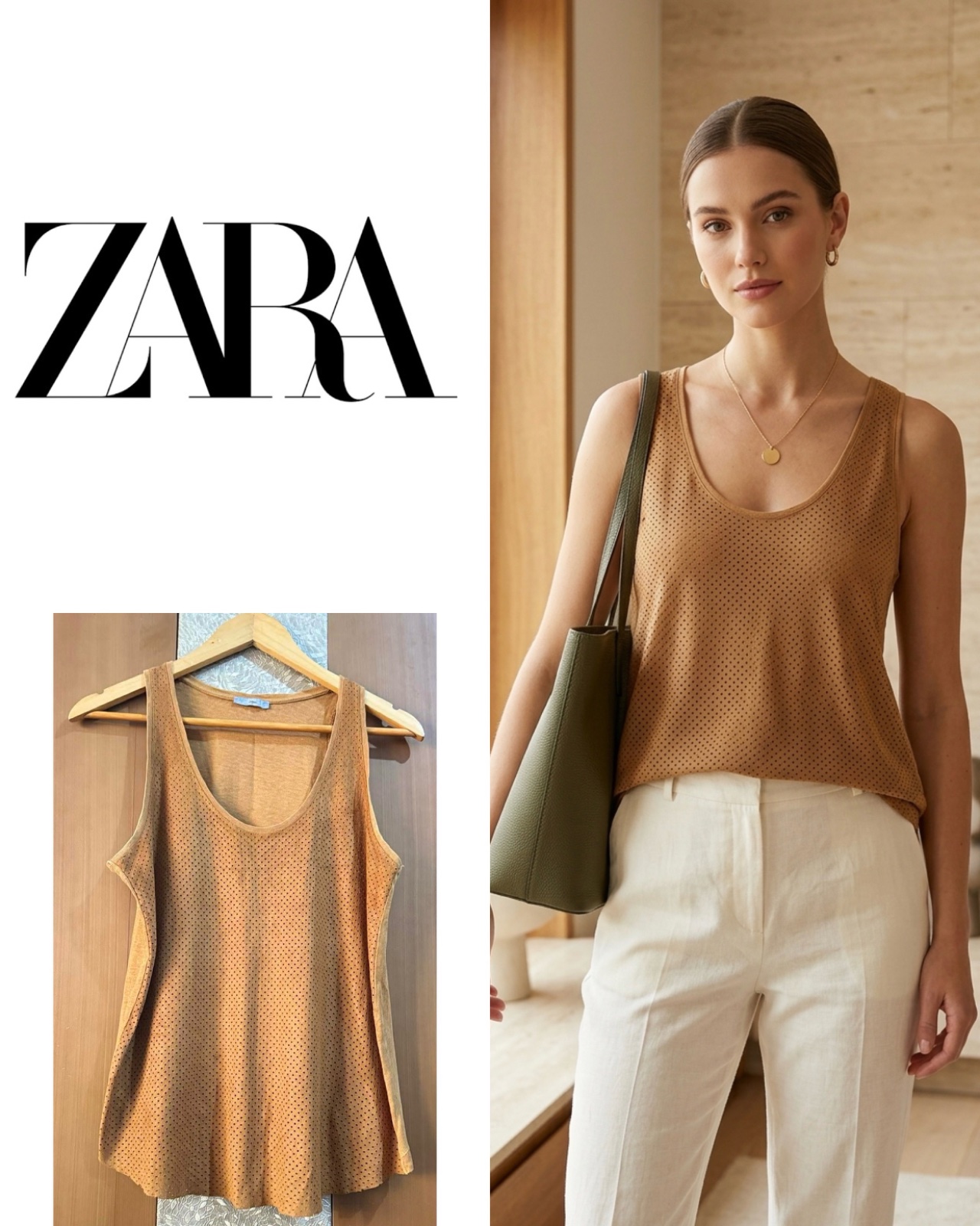 Zara brown/tan suede tank top