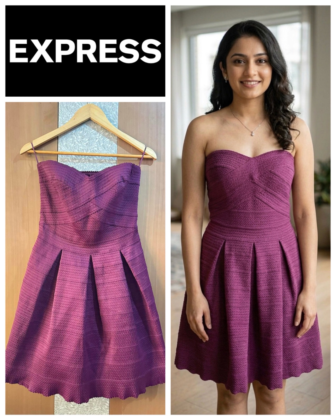EXPRESS Burgundy Sleeveless Fit & Flare Dress