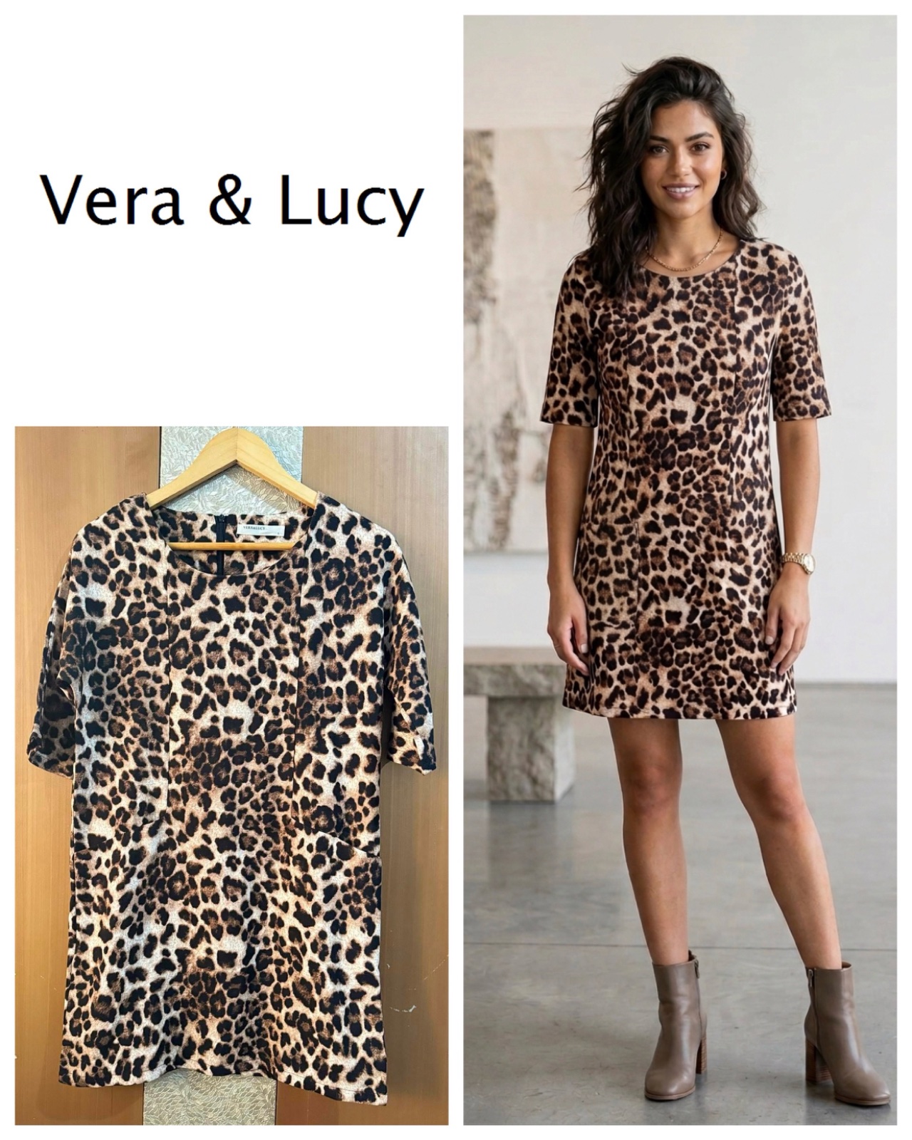 Vera&lucy cheetah print dress S