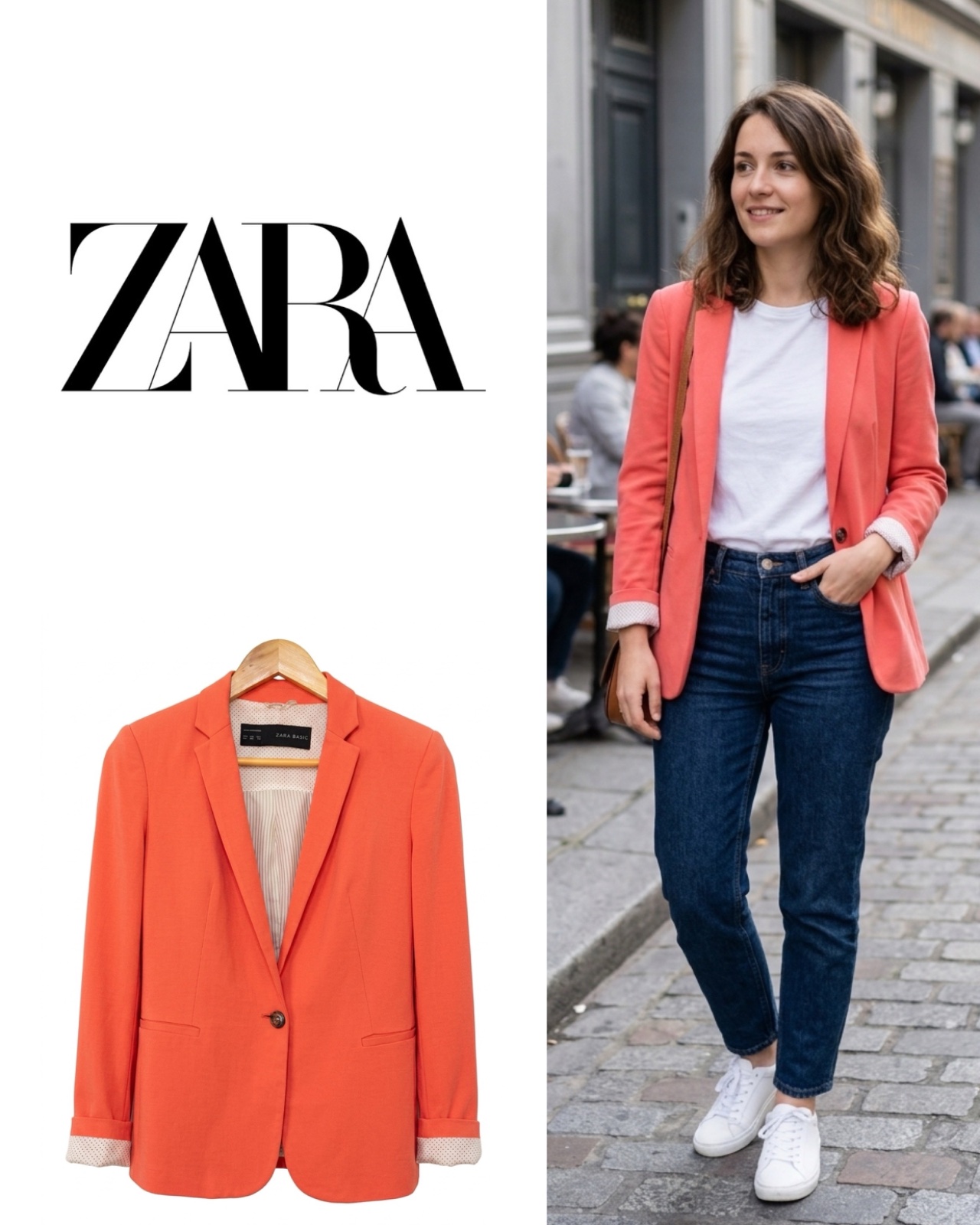 Orange Cotton Zara Blazer