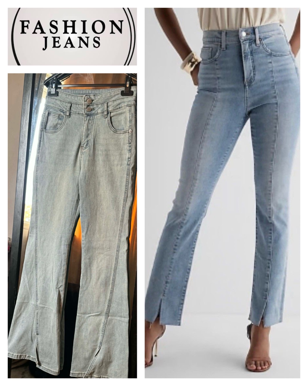 Jean slim taille haute Fashion jeans, délavage clair, coutures apparentes, style années 90, pour femme, taille L