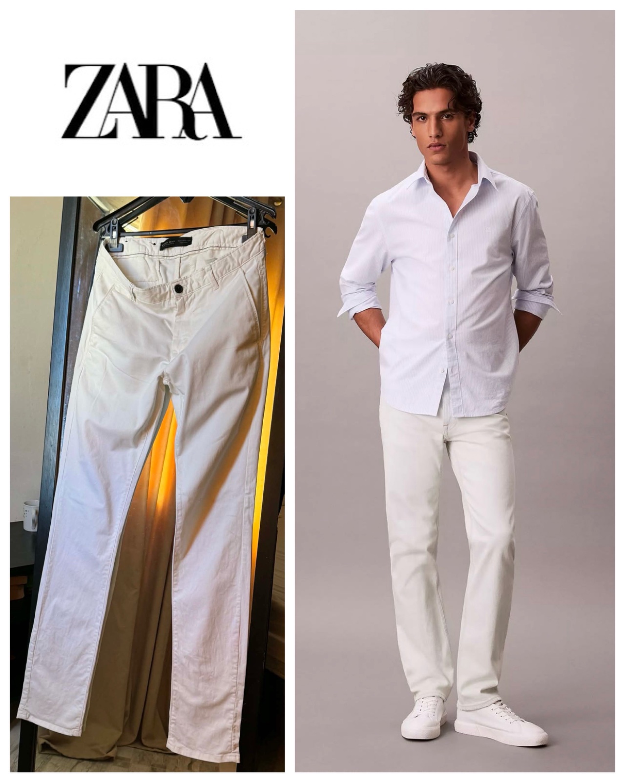 Zara Men's White Jeans