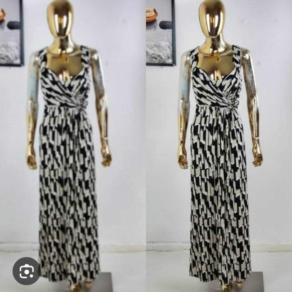 Robe maxi blanc et noire grand taille