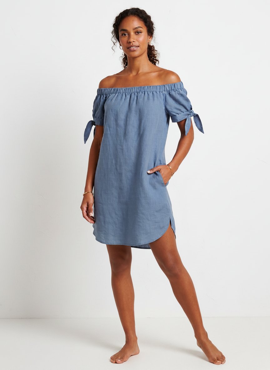 Robe bleu cole bateau 