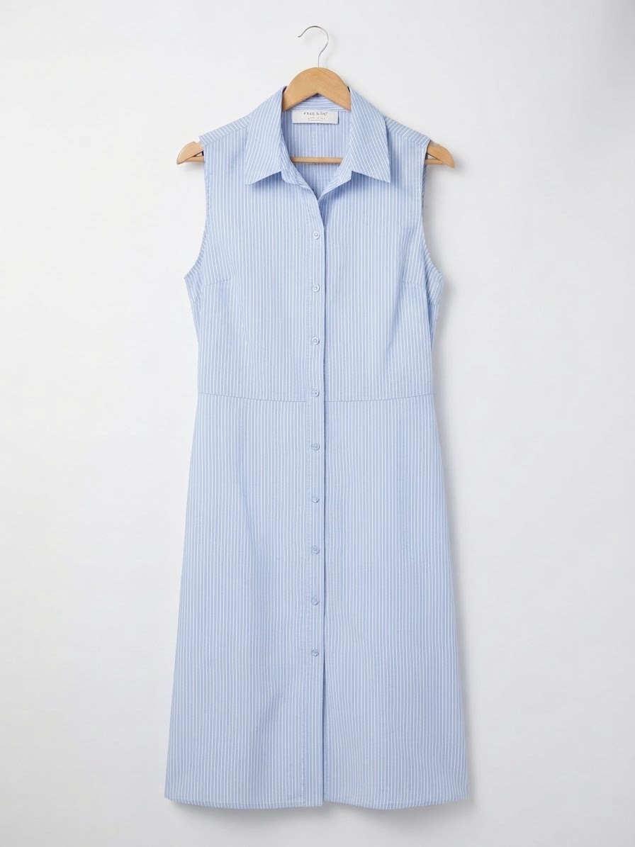 Robe chemise rayée en bleu 