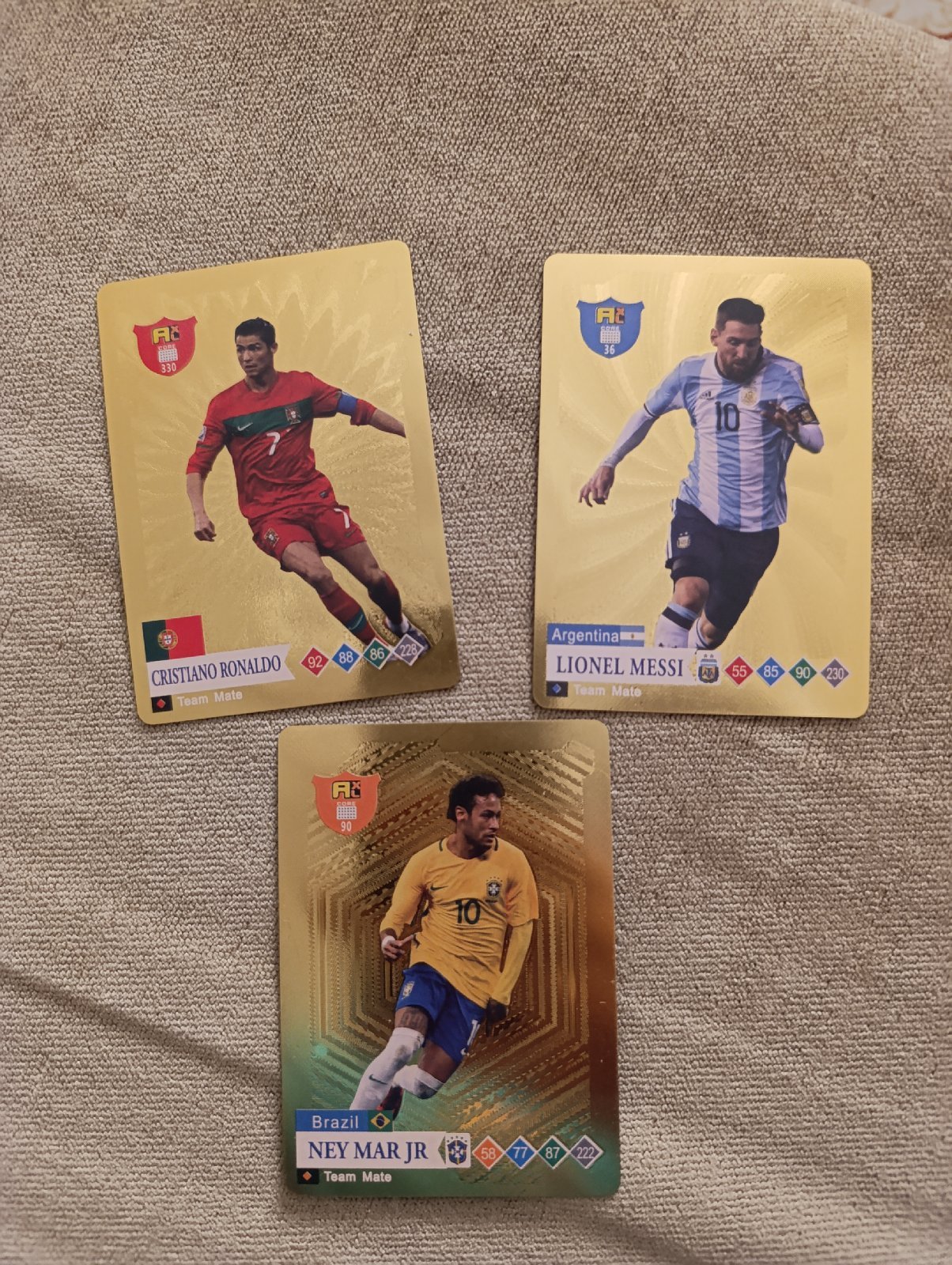 Exclusive Gold Collection: Messi, Ronaldo & Neymar Rare Cards