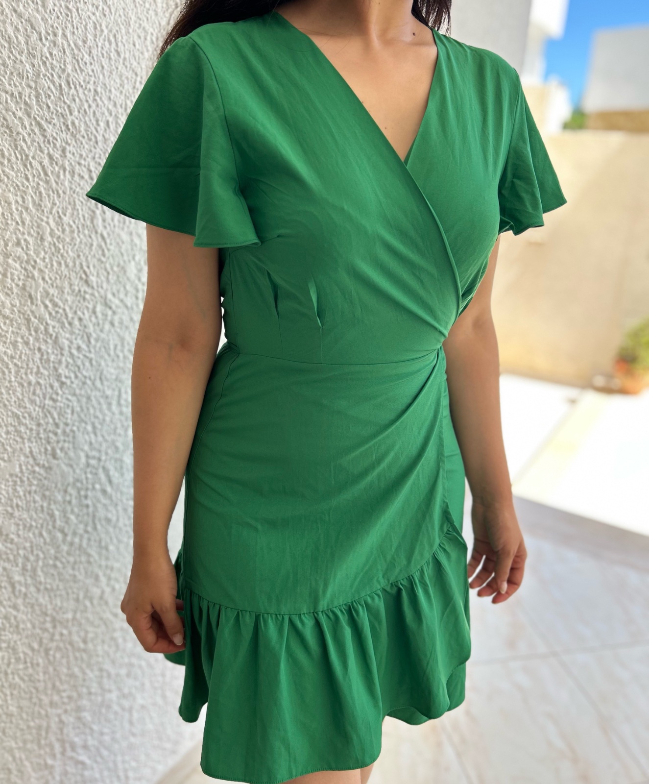 💚 Robe verte cache-cœur 