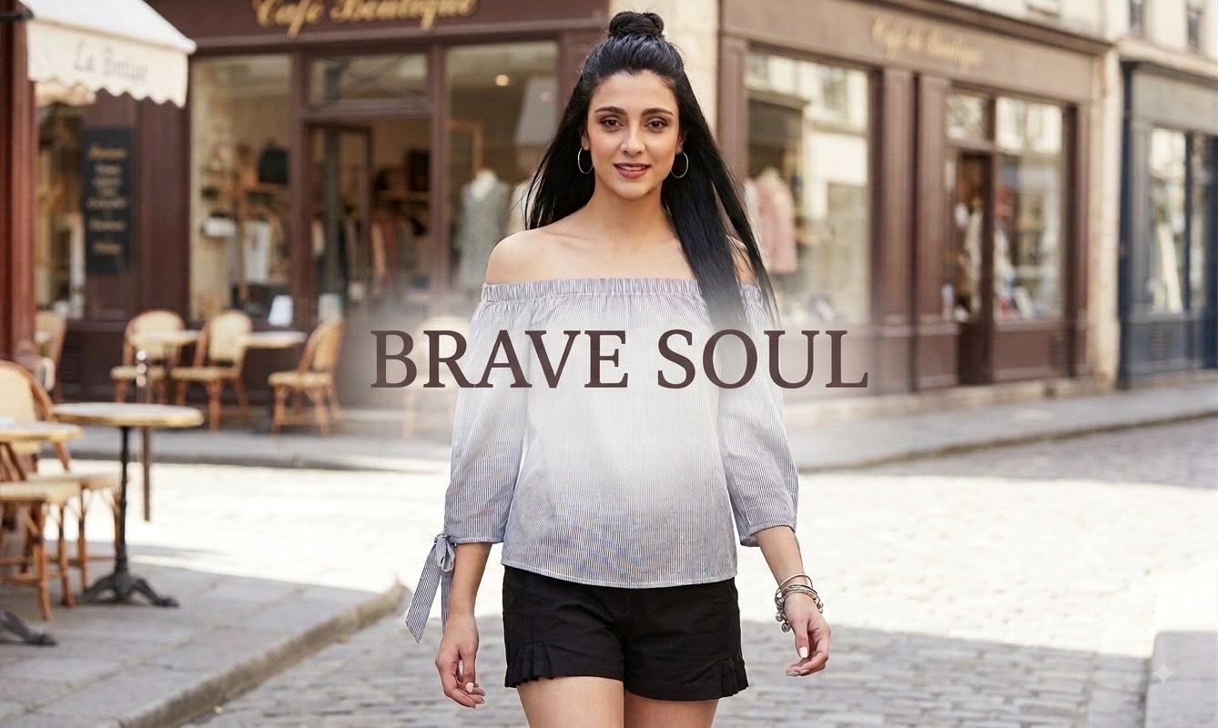 Blouse épaules dénudées à rayures taille L