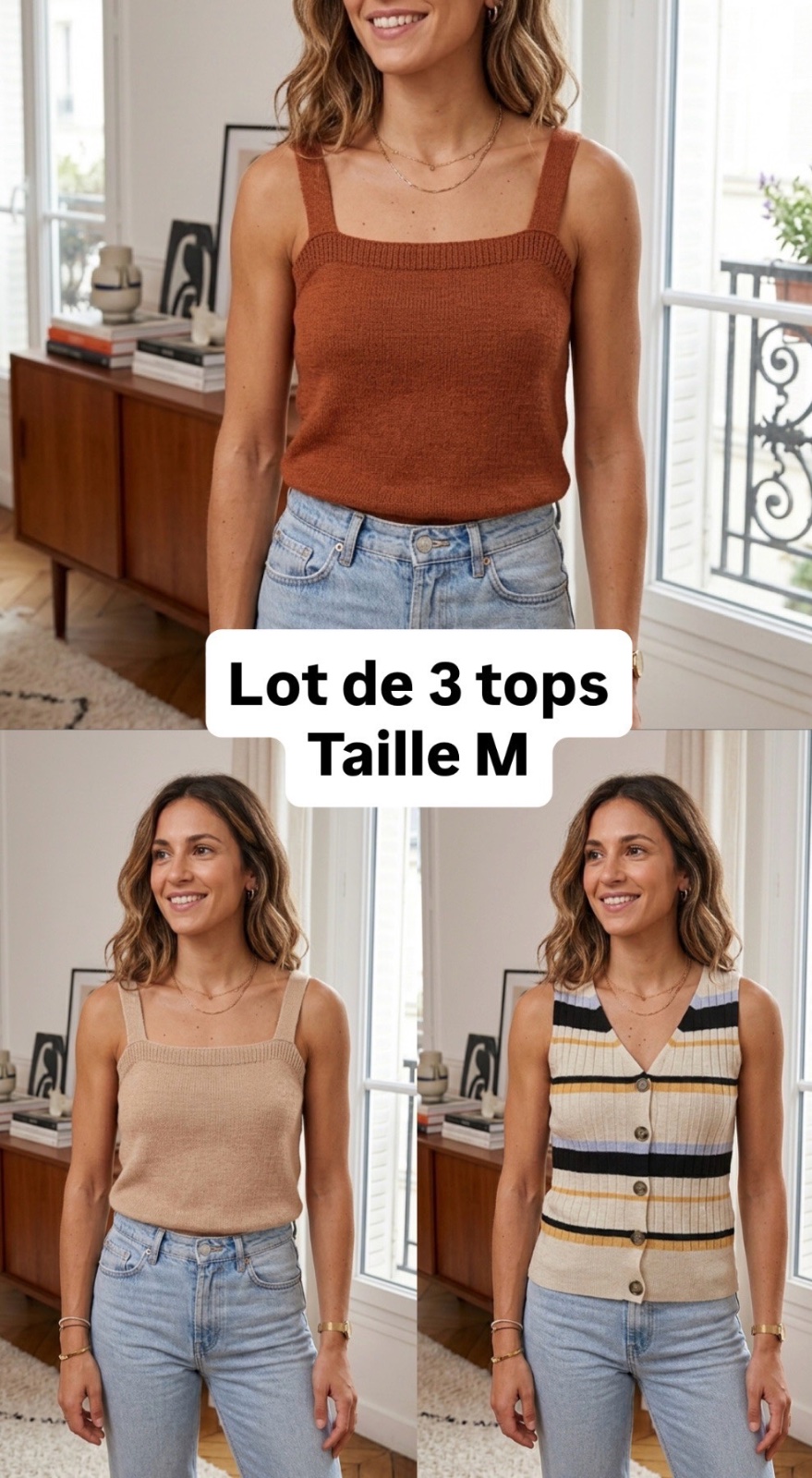 Lot de 3 tops taille M (38)