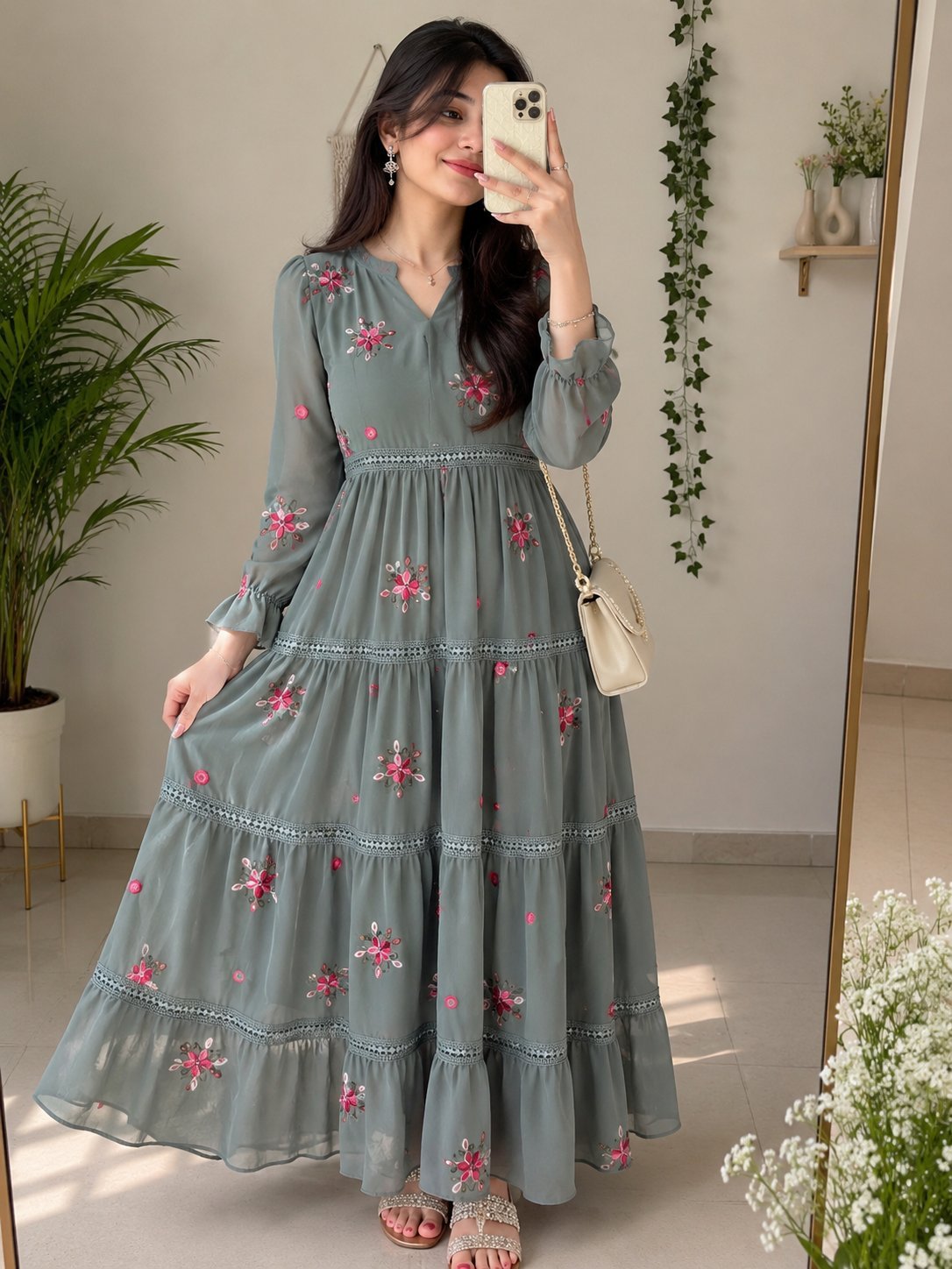 Robe voilé avec doublure