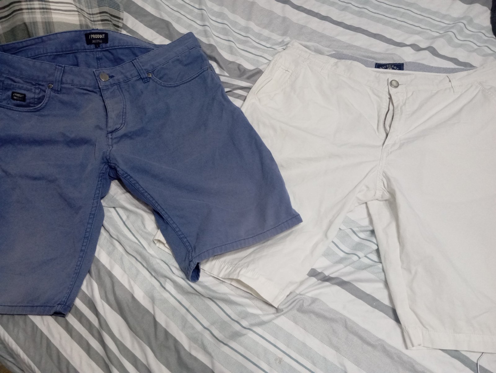 Deux short Bleu et blanc en très bon état 