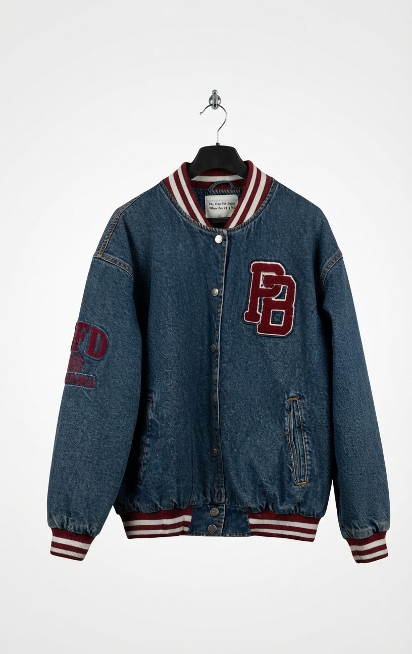 Veste style Teddy / Bomber en denim.  