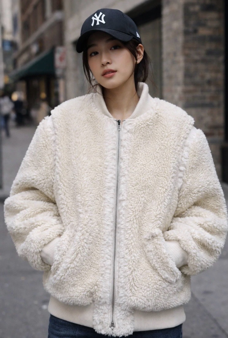 Veste teddy effet moumoute