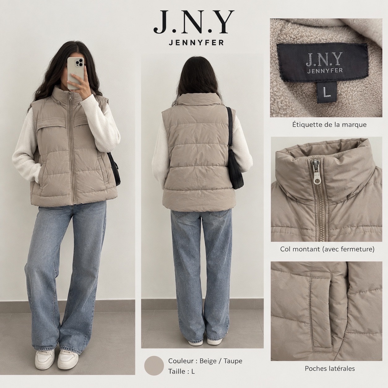 Veste (doudoune)beige/taupe J.N.Y – Taille L