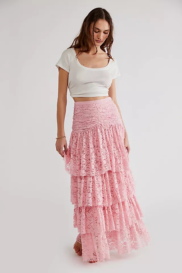 Jupe rose en detaille 