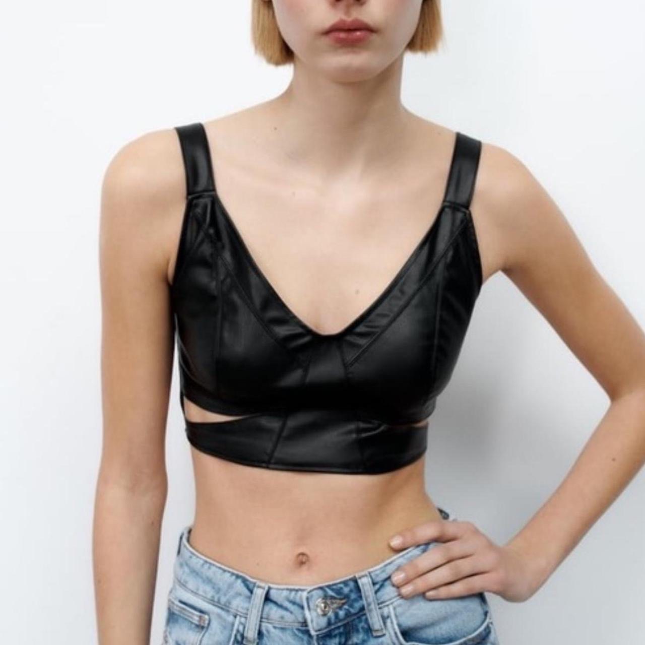 Crop top en similicuir zara neuf