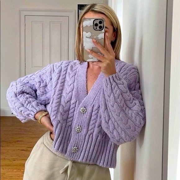 Lilac zara knit cardigan 