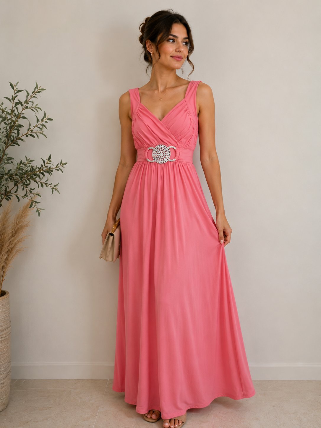 Robe longue rose bébé neuf