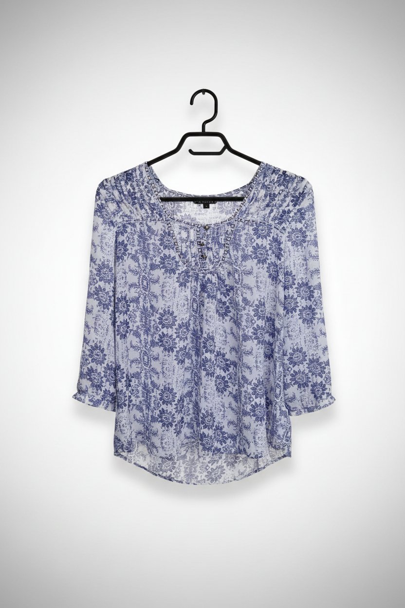 Blouse bohème fluide à imprimé bleu et blanc💙✨️