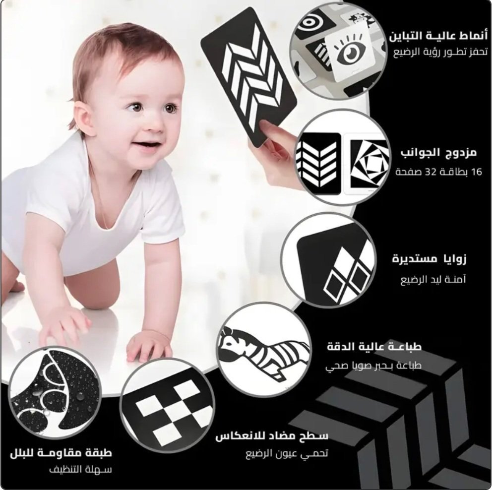 🔥Carte de stimulation visuelle pour bébé de 0-3 mois Noir & Blanc🔥