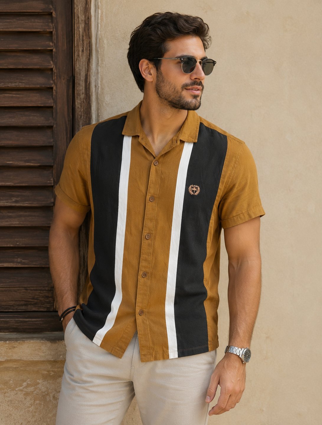 🤎 Chemise homme camel, noir & blanc 😍✨️