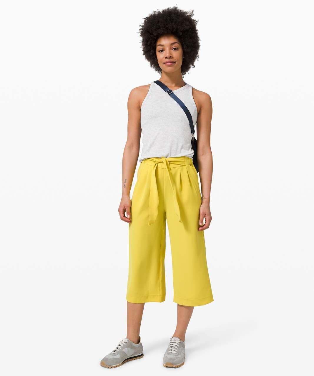 ✨ Pantalon large jaune anis à taille élastique – Ultra tendance✨️