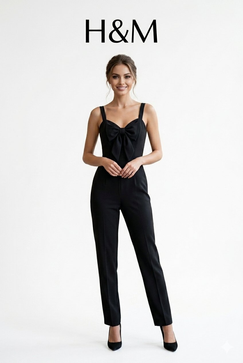 ​✨️Combinaison pantalon noire H&M avec nœud ✨️– Coupe chic & élégante (État CommeNeuf) 🔥🔥