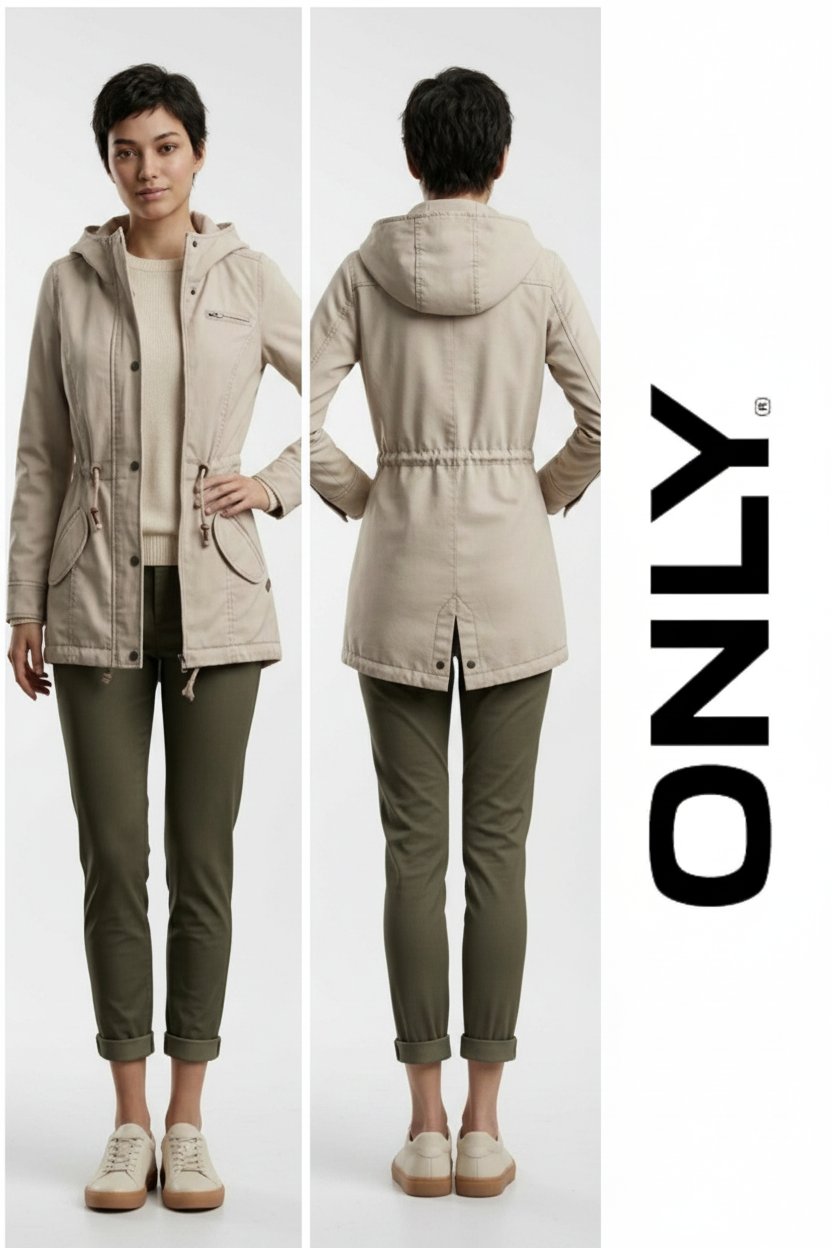 Parka beige légère à capuche