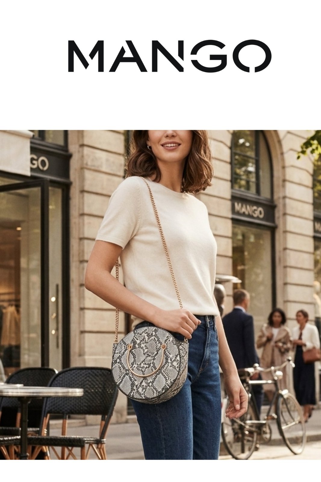 🔥Sac rond Mango - Imprimé serpent 🔥État impeccable✨️