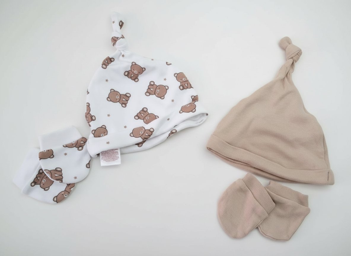 Lot bonnets & moufles bébé naissance de l🧸✨ tons beige et ourson tout doux
