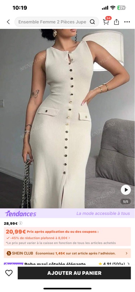 Robe moulante maxi 