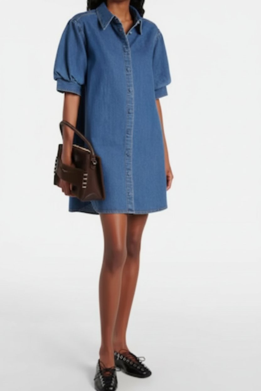 Robe denim stradivarius manches bouffantes taille M