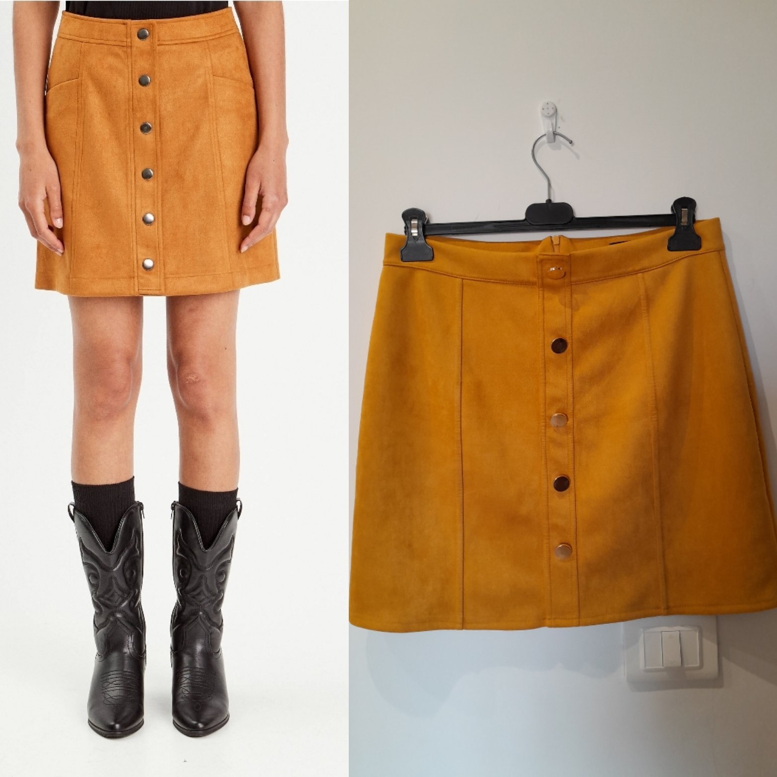 Jupe courte en suédine Lolaliza taille 42en jaune moutarde 💛