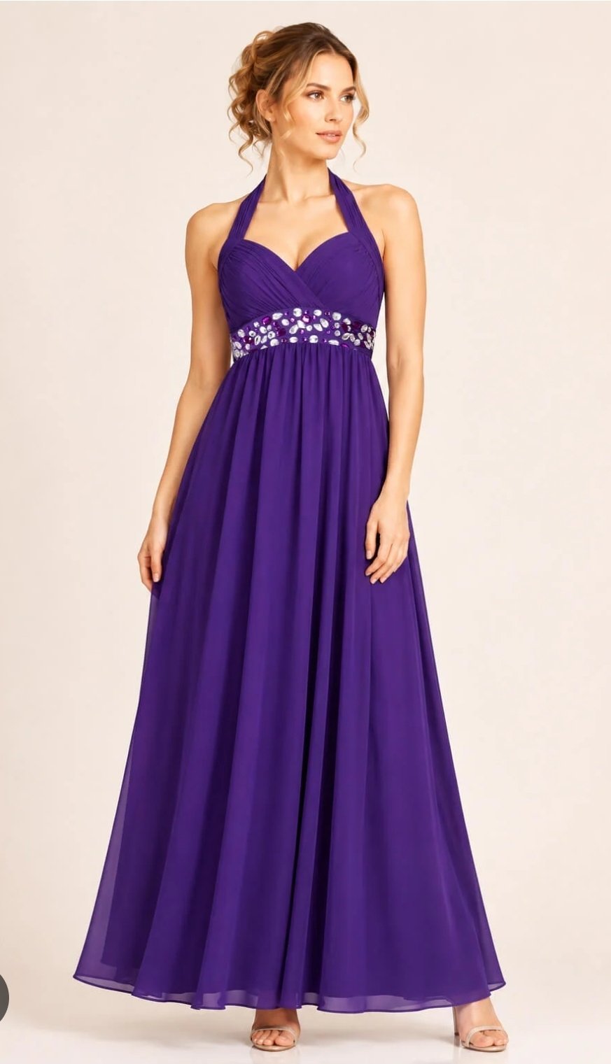 Robe de soirée longue de couleur violette de la marque de prêt-à-porter pour jeunes et juniors B Darlin de ls taille S importation usa 