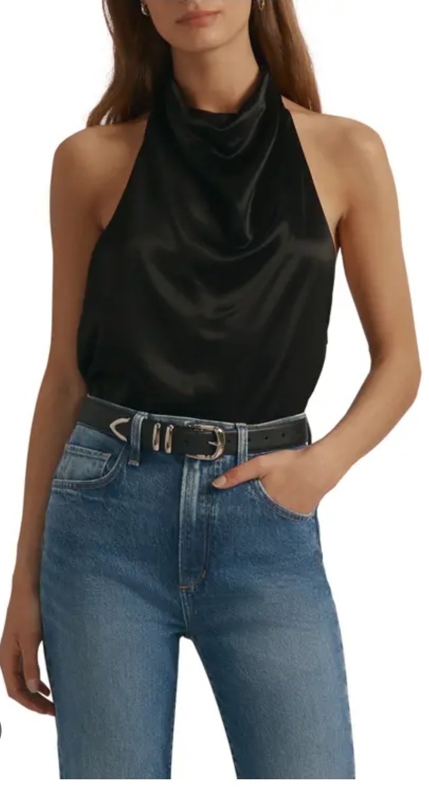 Haut satiné boohoo  dénudé en noir 