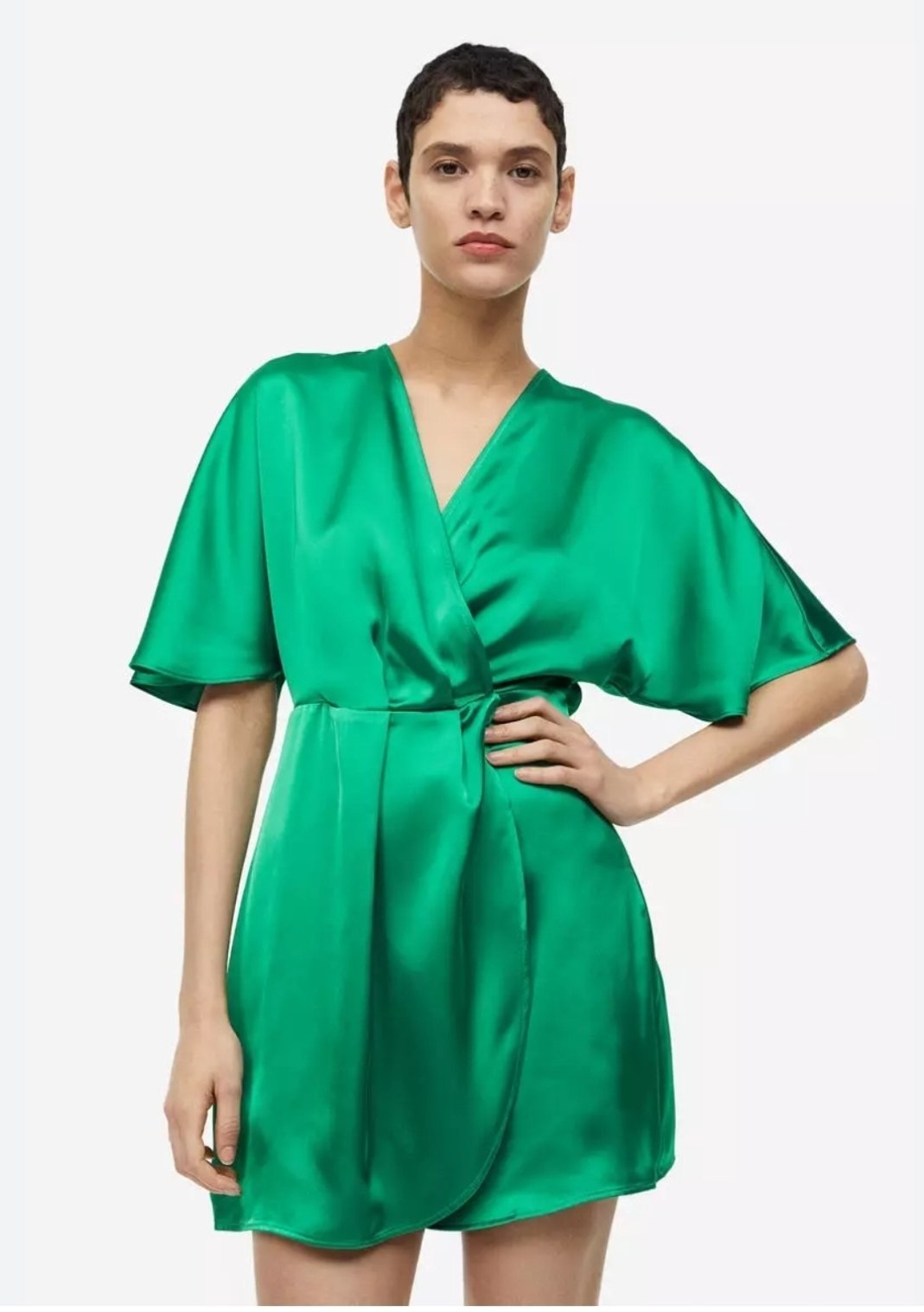 Robe h&m vert émeraude satiné courte taille M 