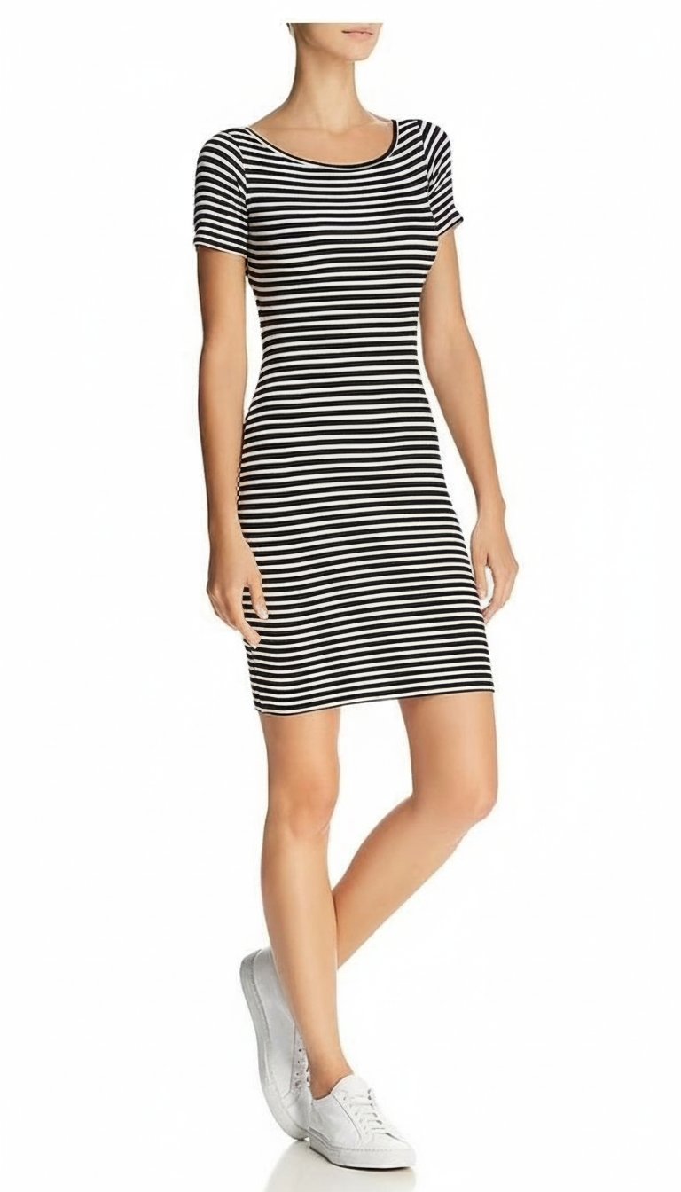 Robe basic h&m a rayures en cotton taille S  moullante 
