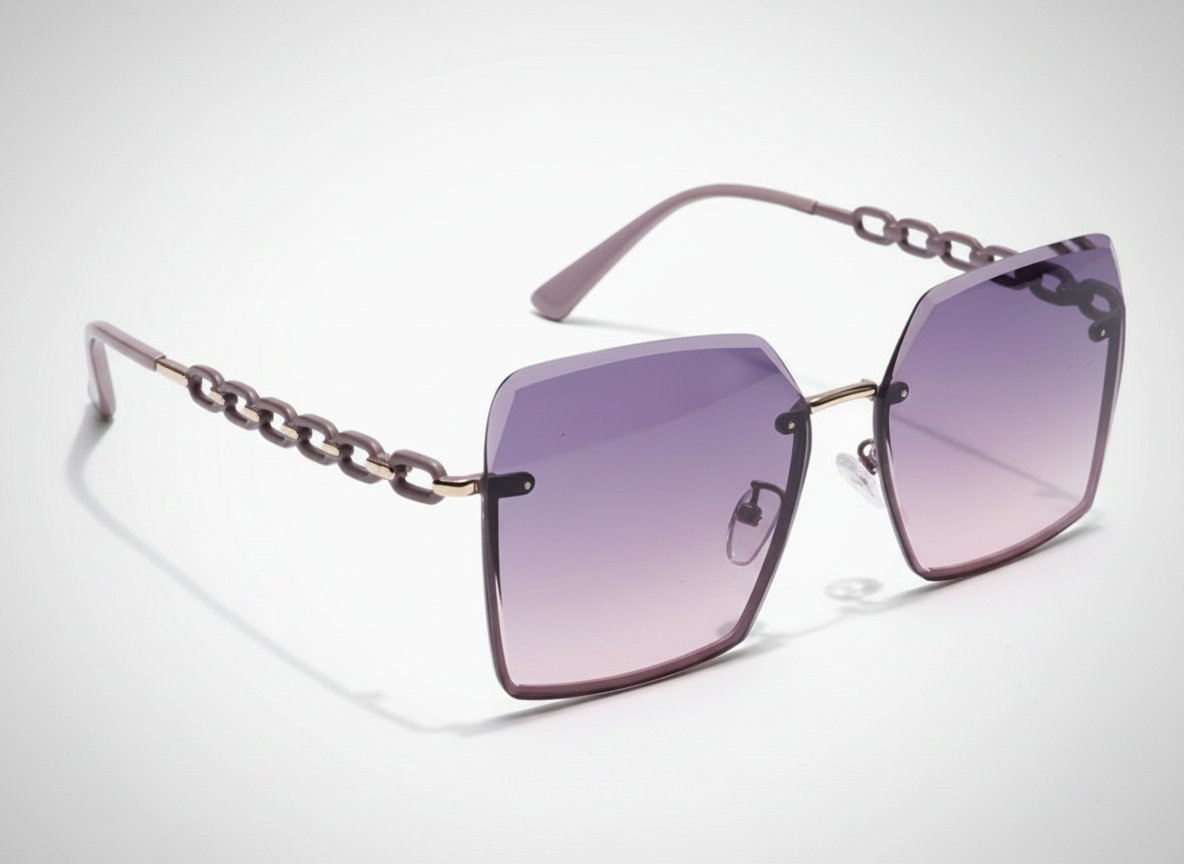 Women Purple Lens Purple Frame Oval Sunglasses - 