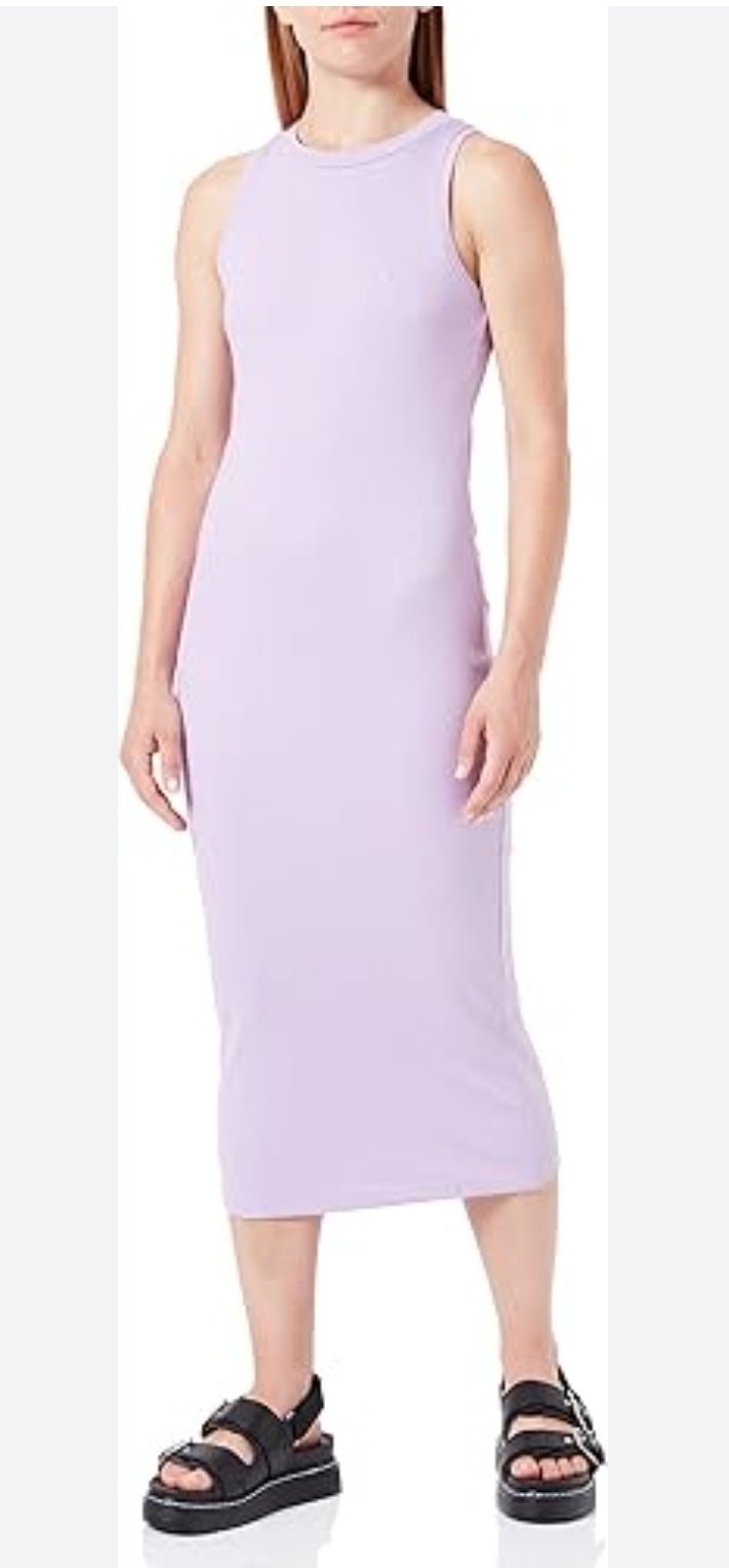 Robe basic couleur lilas côtelé 