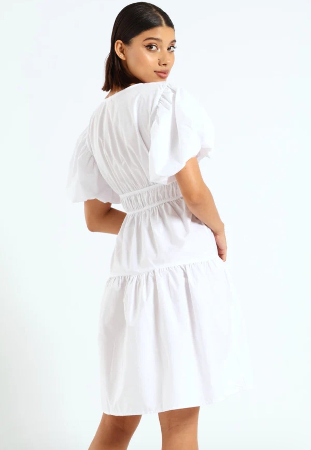 Robe babydoll en blanc manches bouffantes taille S 