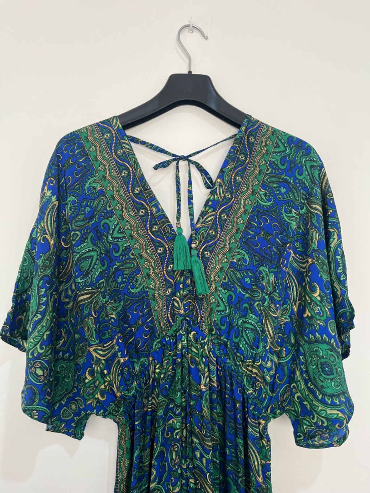 Robe longue bleue et verte 