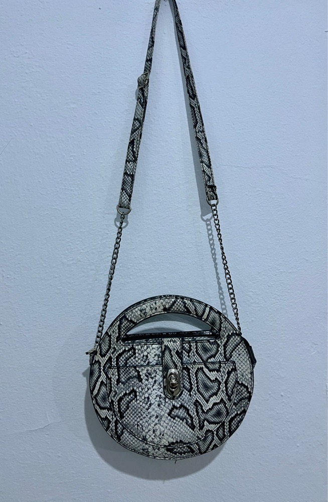 Sac bandoulière python gris 