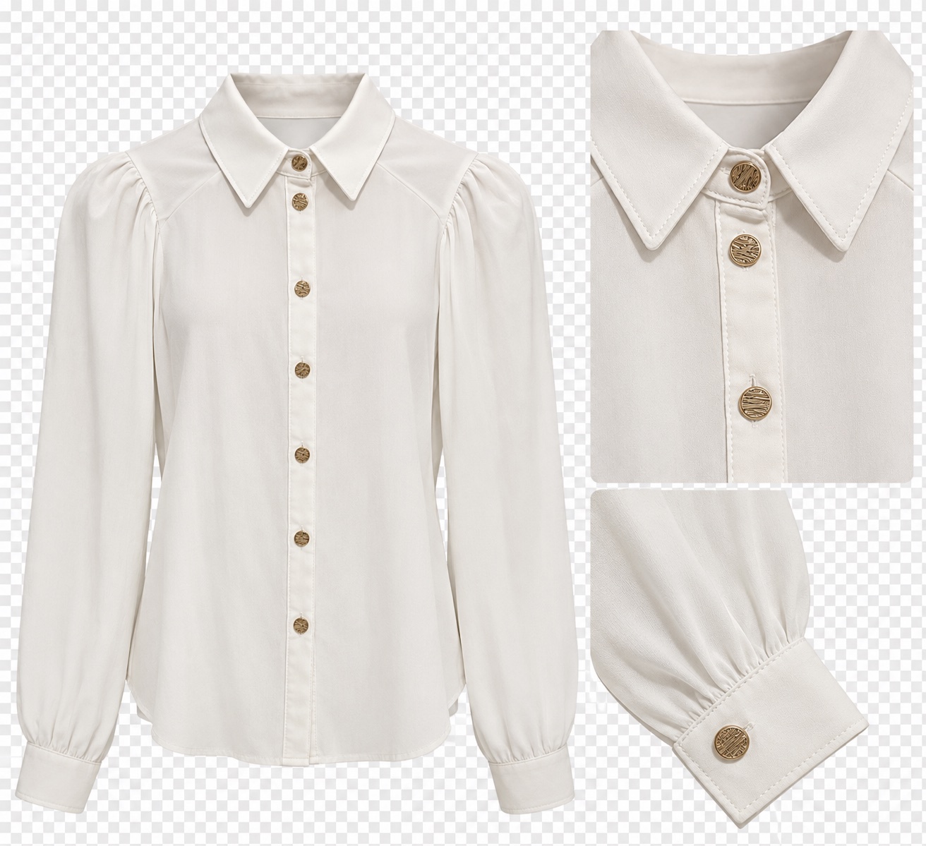 Chemise blanche à boutons dorés 