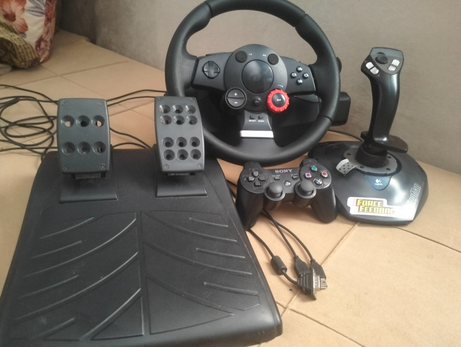 🔥 PACK GAMING  LOGITECH – VOLANT 900° + FORCE FEEDBACK + MANETTE PS3 ORIGINALE . PC/PS3  🔥