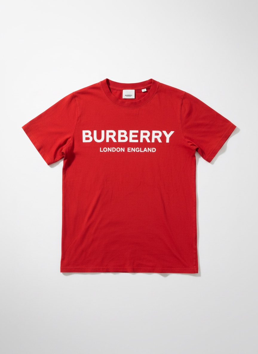 T-shirt BURBERRY Rouge Logo Blanc 100% Coton
