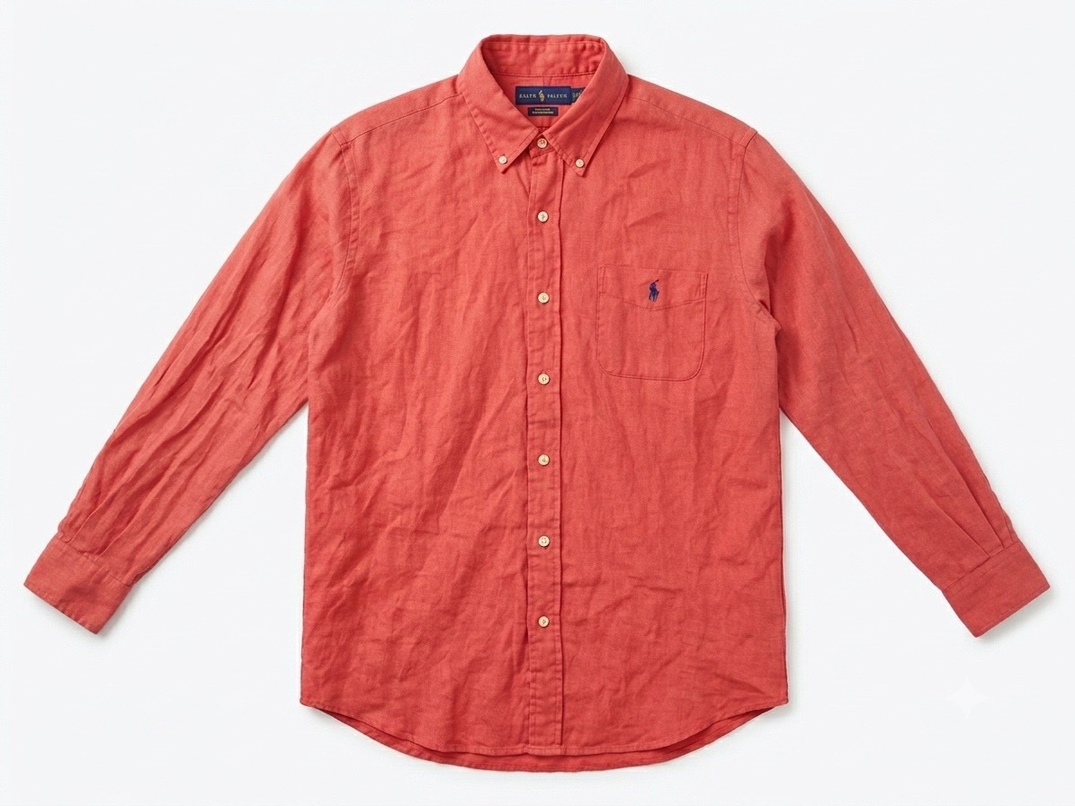 Chemise Homme RALPH LAUREN Lin Corail 100% Lin Manches Longues