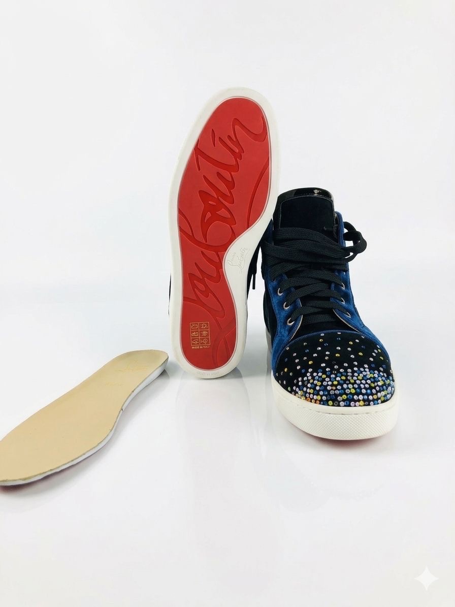 Baskets  CHRISTIAN LOUBOUTIN 40 High Top Velvet Strass Bleu